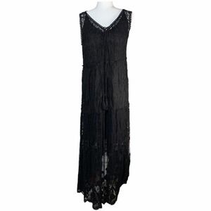 Ruby Yaya black lace boho sleeveless dress medium‎